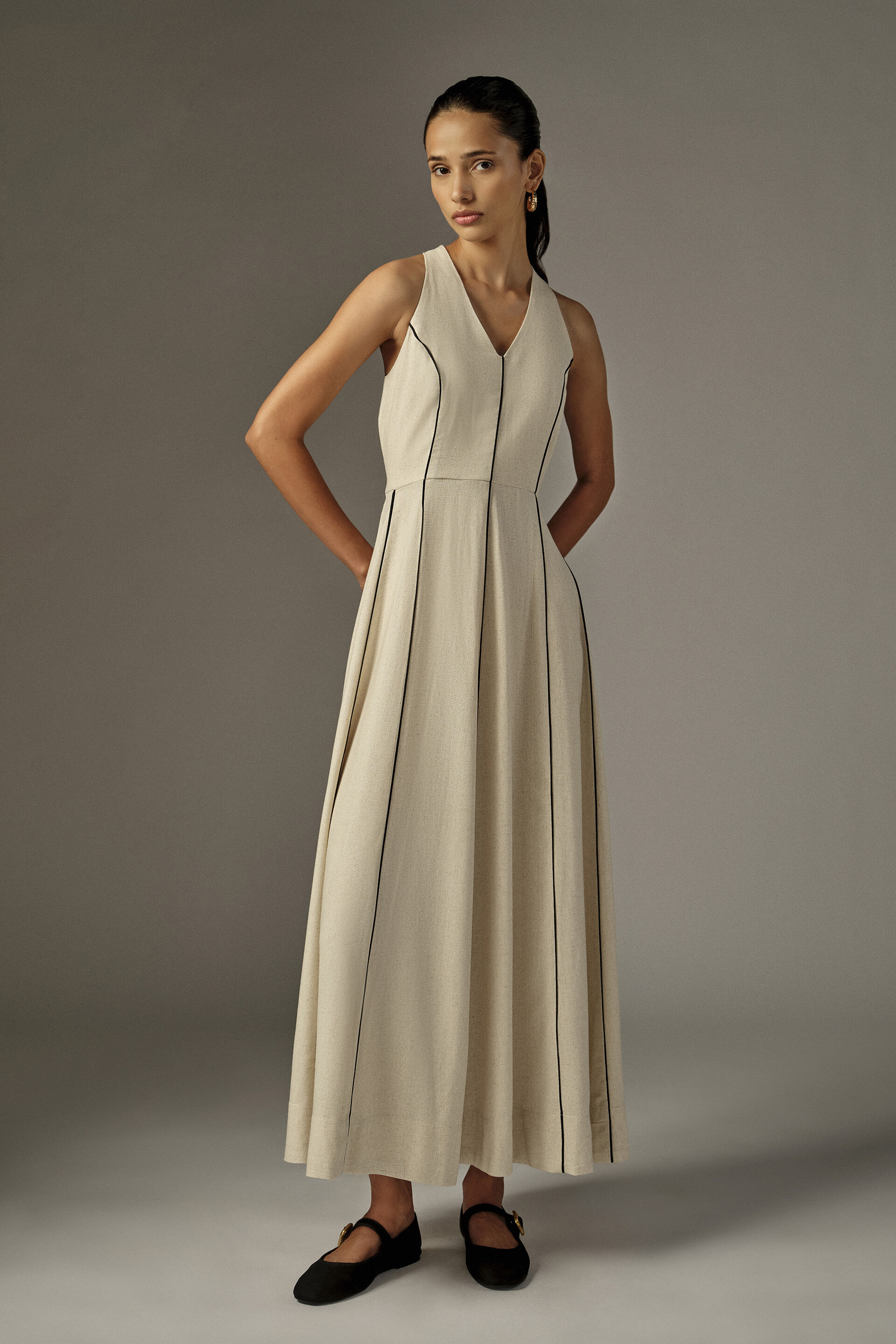 Caelis Off-White Maxi Dress, Natural, image 5